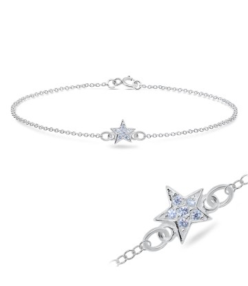 Little Star with CZ Stones Silver Bracelet BRS-179